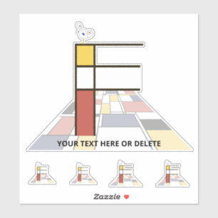 Sublime Neoplasticisme Art Monogram. Brief F Sticker