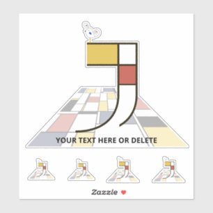 Sublime Neoplasticisme Art Monogram. Brief J Sticker