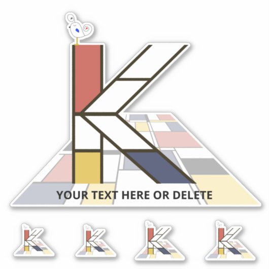 Sublime Neoplasticisme Art Monogram. Brief K Sticker (Voorkant)