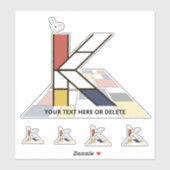 Sublime Neoplasticisme Art Monogram. Brief K Sticker (Vel)
