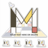 Sublime Neoplasticisme Art Monogram. Brief M Sticker (Voorkant)