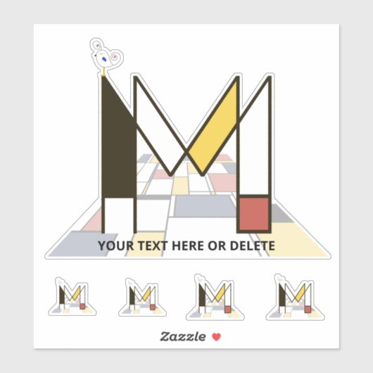 Sublime Neoplasticisme Art Monogram. Brief M Sticker (Vel)