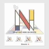 Sublime Neoplasticisme Art Monogram. Brief N Sticker (Vel)