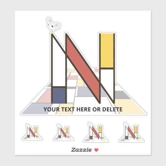 Sublime Neoplasticisme Art Monogram. Brief N Sticker (Vel)