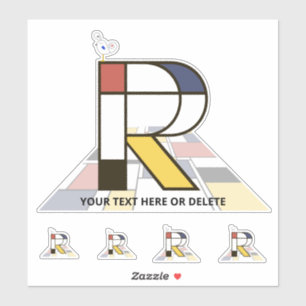 Sublime Neoplasticisme Art Monogram. Brief R Sticker