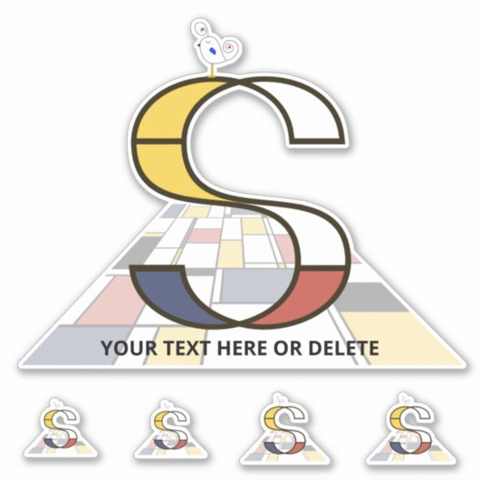 Sublime Neoplasticisme Art Monogram. Brief S Sticker (Voorkant)