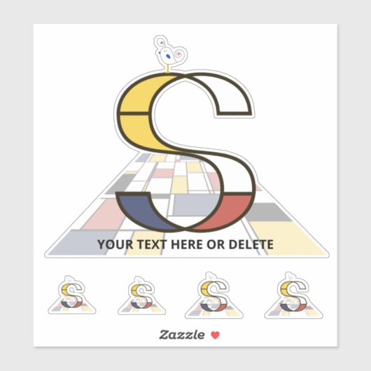 Sublime Neoplasticisme Art Monogram. Brief S Sticker (Vel)