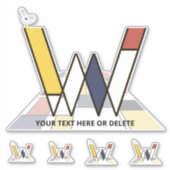 Sublime Neoplasticisme Art Monogram. Brief W Sticker (Voorkant)