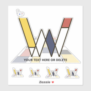 Sublime Neoplasticisme Art Monogram. Brief W Sticker