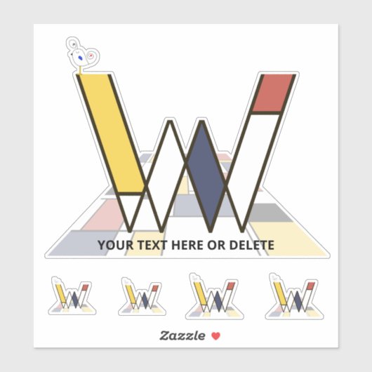 Sublime Neoplasticisme Art Monogram. Brief W Sticker (Vel)