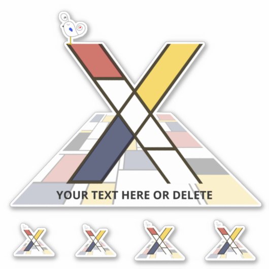 Sublime Neoplasticisme Art Monogram. Brief X Sticker (Voorkant)