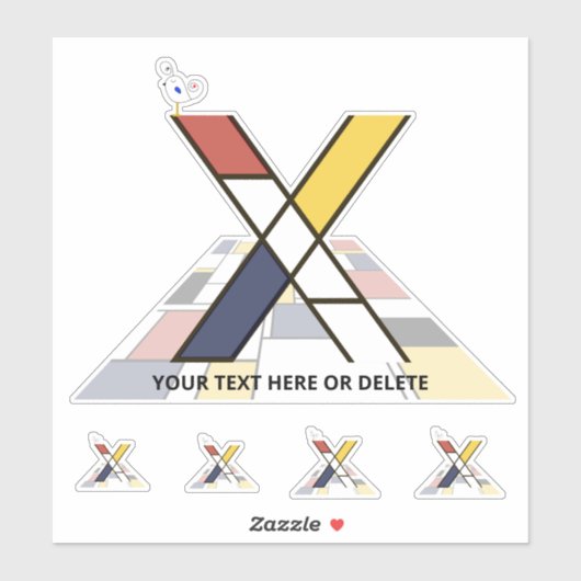 Sublime Neoplasticisme Art Monogram. Brief X Sticker (Vel)