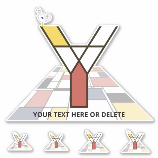 Sublime Neoplasticisme Art Monogram. Brief Y Sticker (Voorkant)