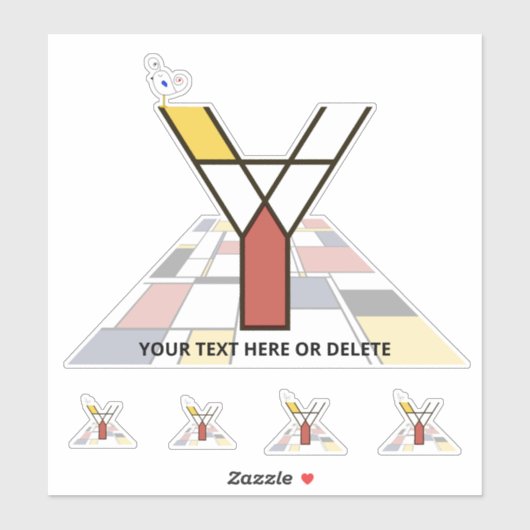 Sublime Neoplasticisme Art Monogram. Brief Y Sticker (Vel)