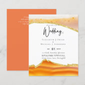 Sublime Oranje Gold Agate Wedding INVITES BUDGET (Voorkant / Achterkant)