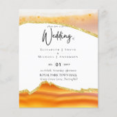 Sublime Oranje Gold Agate Wedding INVITES BUDGET (Voorkant)