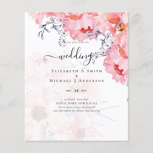 Sublime Pink Blossom WEDDING SUITE - BEGROTING Flyer (Voorkant)