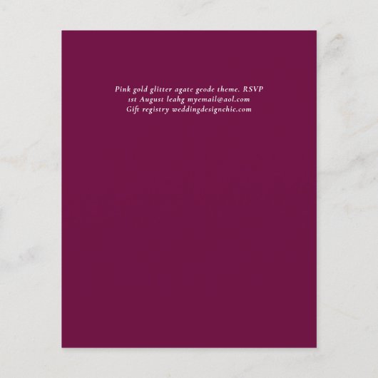 Sublime Roze AGATE Gouden Glitter Bruiloft Chic Flyer (Achterkant)