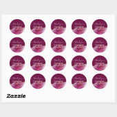 Sublime Roze AGATE Gouden Glitter Bruiloft Chic Ronde Sticker (Vel)
