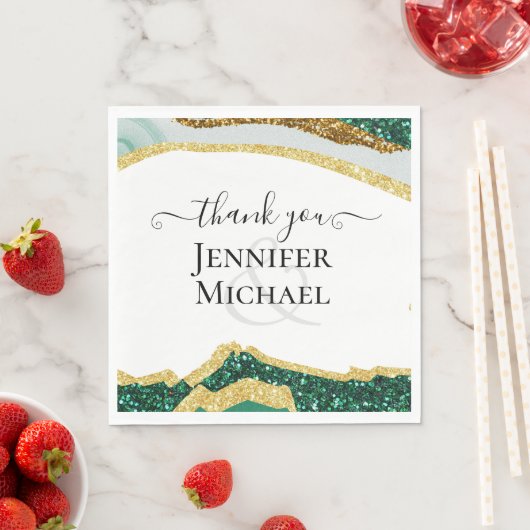 Sublime Smergroen Goud Agaat Bruiloft Servet (Insitu)