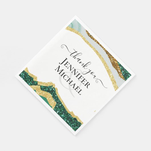 Sublime Smergroen Goud Agaat Bruiloft Servet (Hoek)