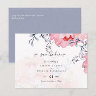 Sublime Stof Blauw Roze Bloesem Trouw Suite Briefkaart