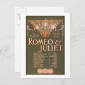 Sublime Tragedie van Shakepeare "Romeo & Juliet" Briefkaart (Voorkant / Achterkant)