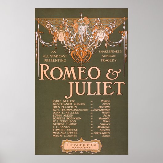 Sublime Tragedie van Shakepeare "Romeo & Juliet" Poster (Voorkant)