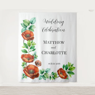Sublime Watercolor Rode Klaprozen in Vintage Stijl Wandkleed