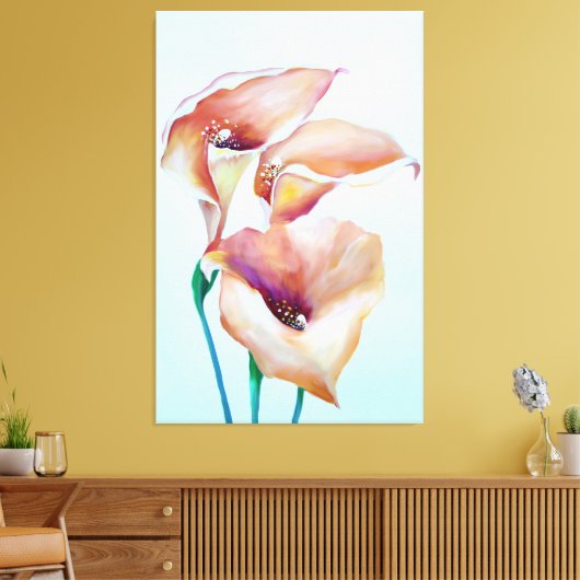Sublime Waterverf Calla Lilies Canvas Afdruk (Insitu (Woonkamer))