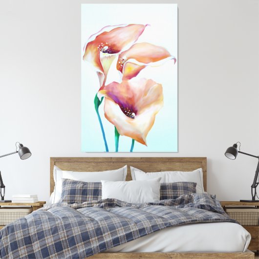 Sublime Waterverf Calla Lilies Canvas Afdruk (Insitu (Slaapkamer))