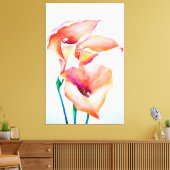 Sublime Waterverf Calla Lilies Canvas Afdruk (Insitu (Woonkamer))