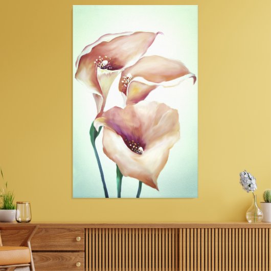 Sublime Waterverf Calla Lilies Canvas Afdruk (Insitu (Woonkamer))