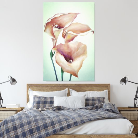 Sublime Waterverf Calla Lilies Canvas Afdruk (Insitu (Slaapkamer))