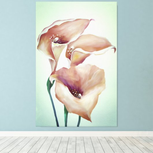 Sublime Waterverf Calla Lilies Canvas Afdruk (Insitu (Houten vloer))