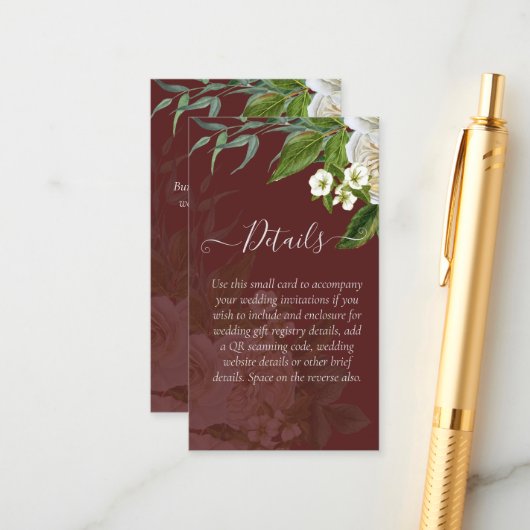 Sublime Wedding Invitations DETAILS Enclosure Roos Informatiekaartje (Voorkant / Achterkant in situ)