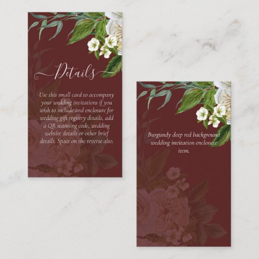 Sublime Wedding Invitations DETAILS Enclosure Roos Informatiekaartje (Voorkant / Achterkant)