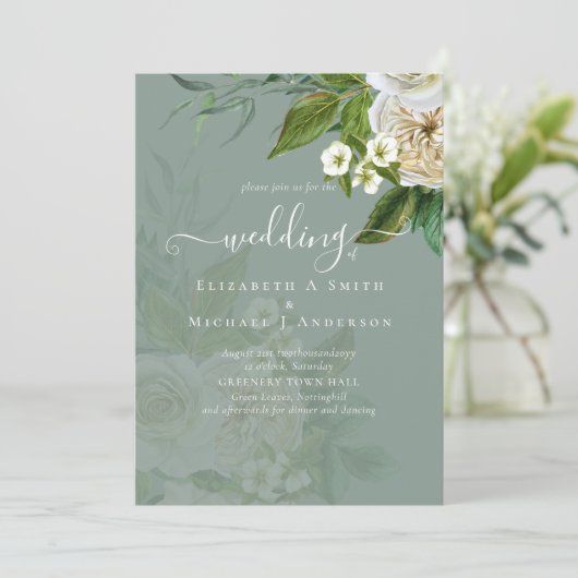 Sublime Wedding Suite - White Roses Kaart (Staand voorkant)