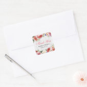 Sublte Chic Wood Rustic Floral Rozen Hartelijk dan Vierkante Sticker (Envelop)