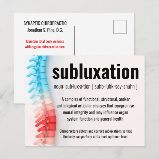 Subluxe chiropraktijk Recall/Reactivation Briefkaart (Voorkant / Achterkant)