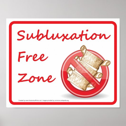 Subluxe vrijzone Chiropractic Wall Sign Poster (Voorkant)