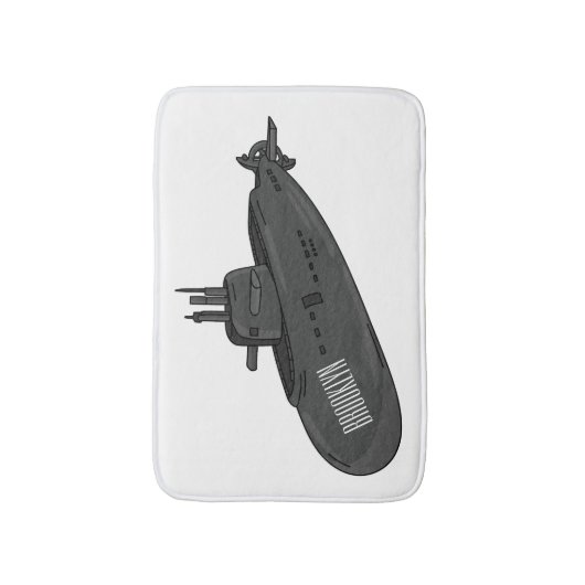 Submarine cartoon illustration badmat (Voorkant Verticaal)