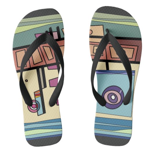 Submarine Life Brown Paars Blue Green Teenslippers (Voetbed)