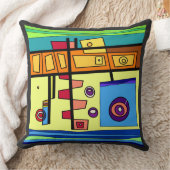 Submarine Life Sinaasappel Geel Blauw Groen Kussen (Deken)