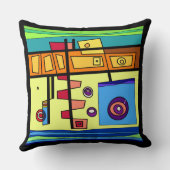 Submarine Life Sinaasappel Geel Blauw Groen Kussen (Achterkant)