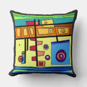 Submarine Life Sinaasappel Geel Blauw Groen Kussen (Voorkant)