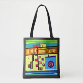 Submarine Life Sinaasappel Geel Blauw Groen Tote Bag (Voorkant)