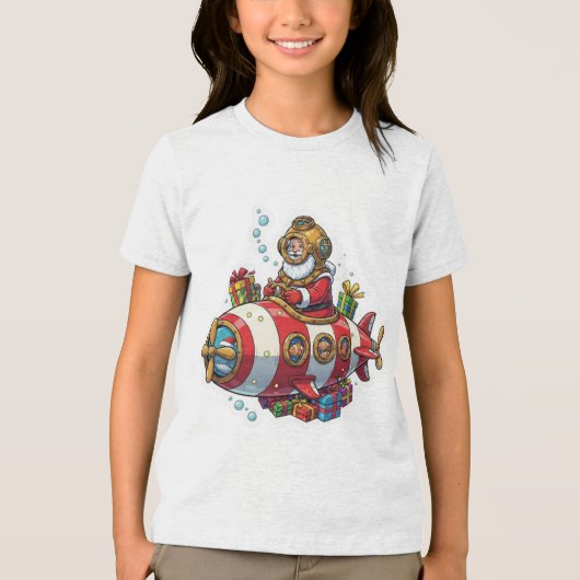 Submarine Santa Tri-Blend Shirt (Voorkant)