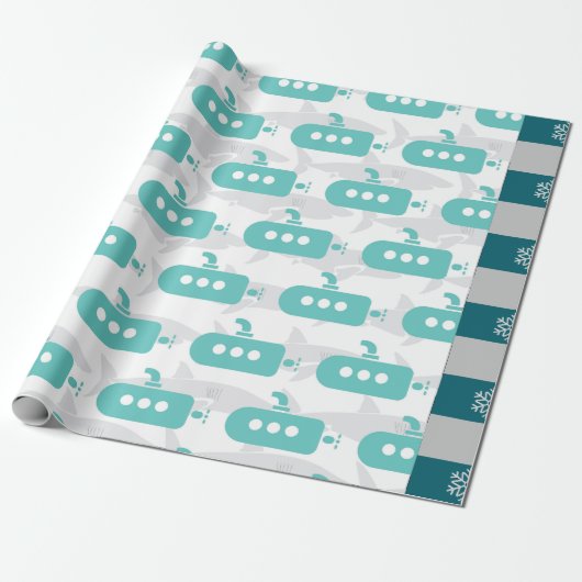 Submarines & Sharks Cadeaupapier (Uitgerold)