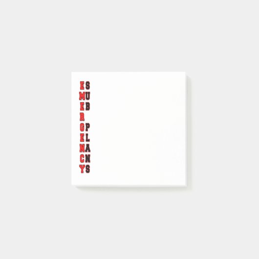 Subplannen voor noodsituaties post-it® notes (Voorkant)